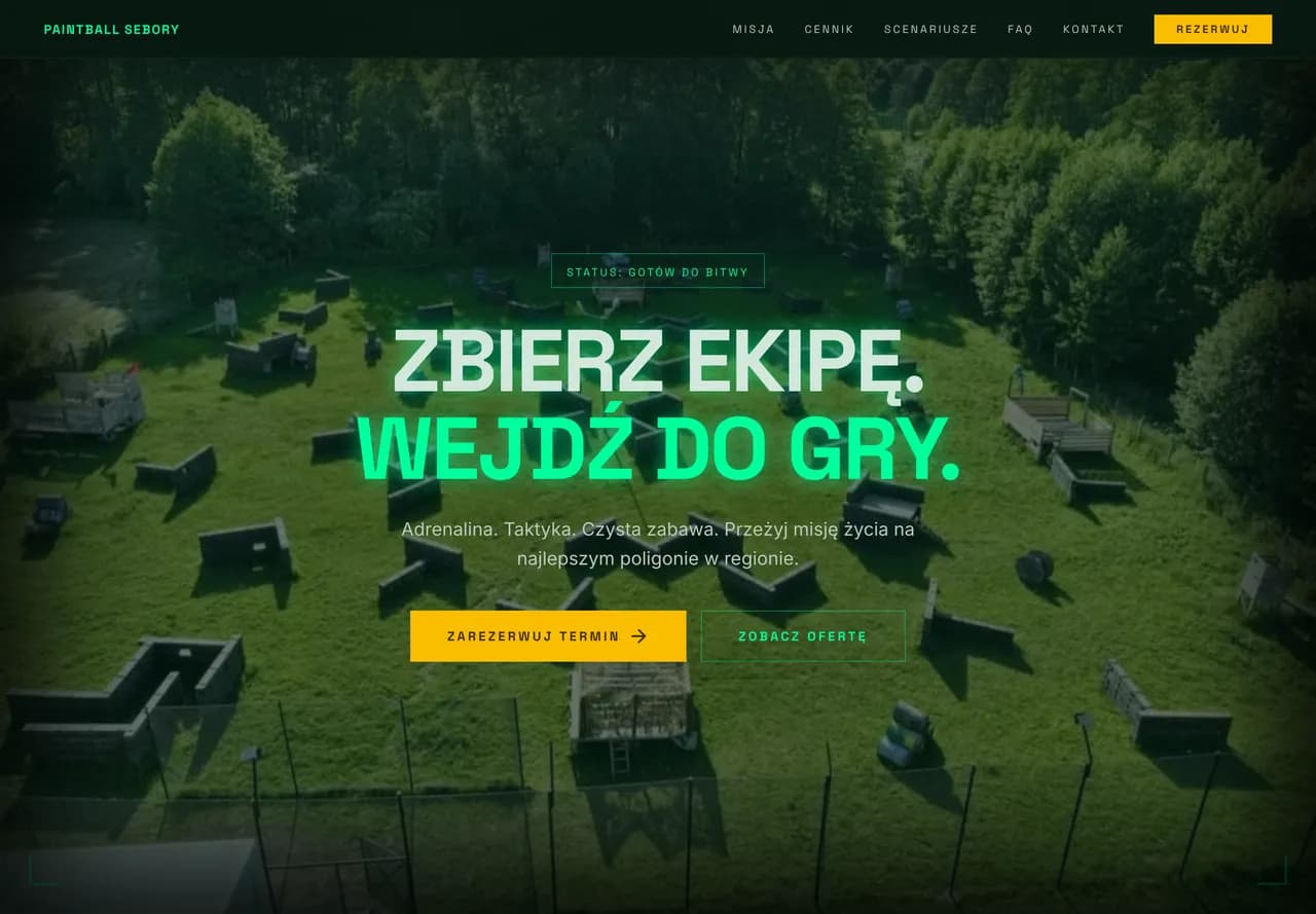 Paintball Sebory — realizacja Grey Creative